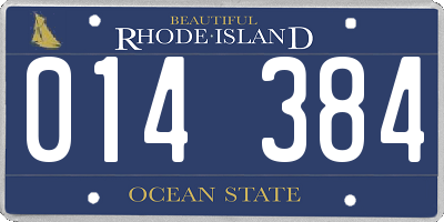 RI license plate 014384