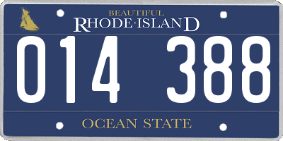 RI license plate 014388