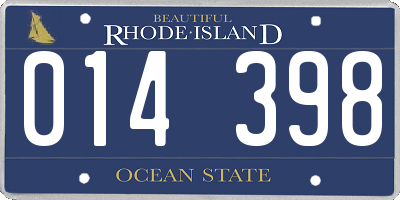 RI license plate 014398