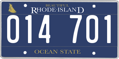 RI license plate 014701