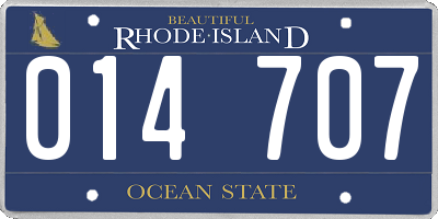 RI license plate 014707