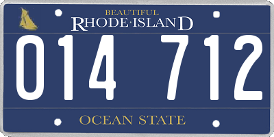 RI license plate 014712