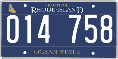 RI license plate 014758