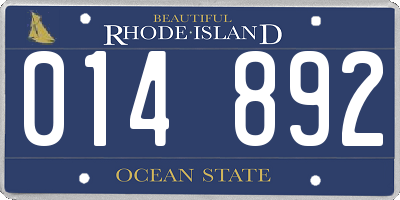 RI license plate 014892