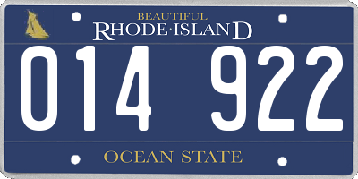 RI license plate 014922