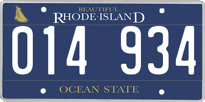 RI license plate 014934