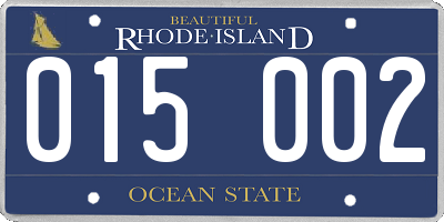 RI license plate 015002