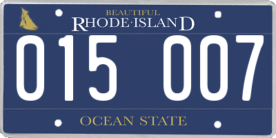 RI license plate 015007
