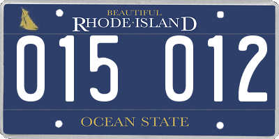 RI license plate 015012