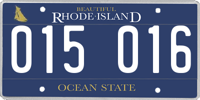 RI license plate 015016