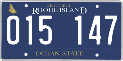 RI license plate 015147