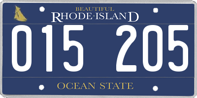 RI license plate 015205