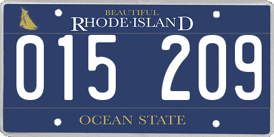 RI license plate 015209