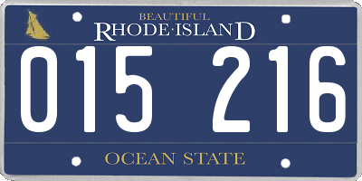 RI license plate 015216