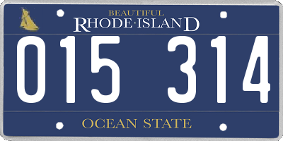 RI license plate 015314