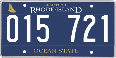 RI license plate 015721