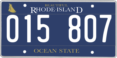 RI license plate 015807