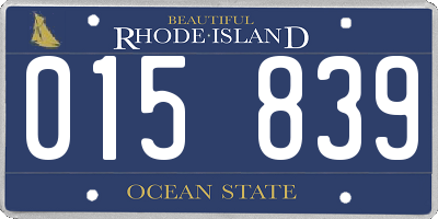 RI license plate 015839