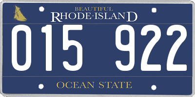 RI license plate 015922