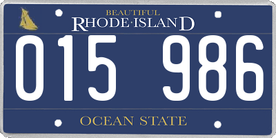 RI license plate 015986