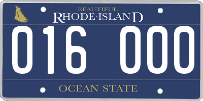 RI license plate 016000