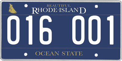 RI license plate 016001