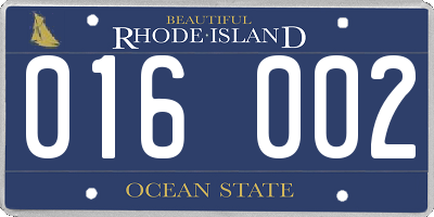 RI license plate 016002