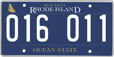 RI license plate 016011