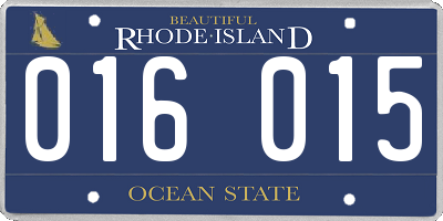 RI license plate 016015