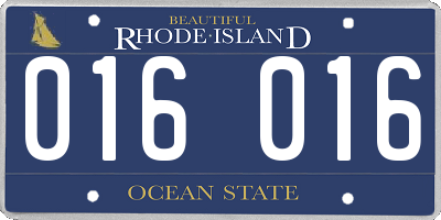 RI license plate 016016