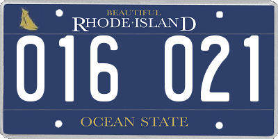 RI license plate 016021