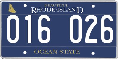 RI license plate 016026