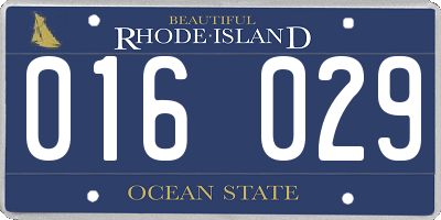 RI license plate 016029