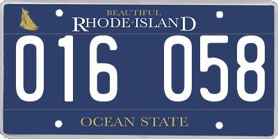 RI license plate 016058