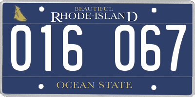 RI license plate 016067