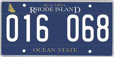 RI license plate 016068