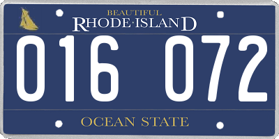 RI license plate 016072