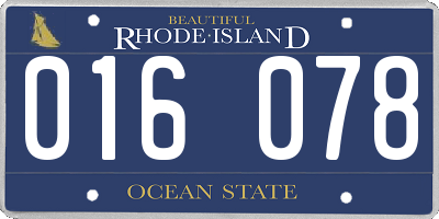 RI license plate 016078