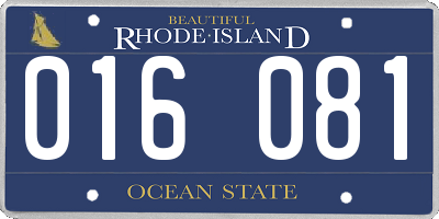 RI license plate 016081