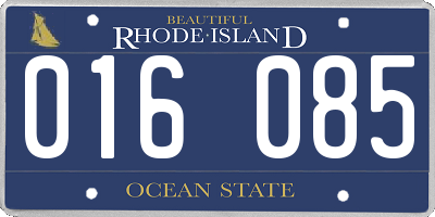 RI license plate 016085