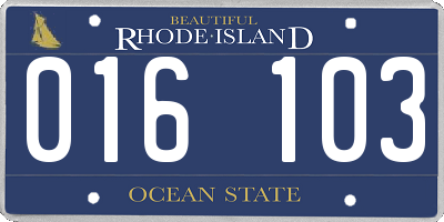 RI license plate 016103