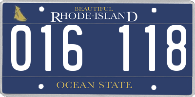 RI license plate 016118