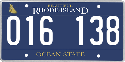 RI license plate 016138