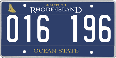 RI license plate 016196