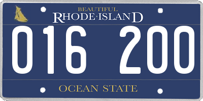 RI license plate 016200