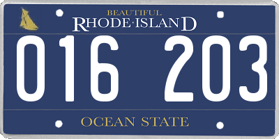 RI license plate 016203