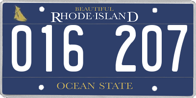 RI license plate 016207