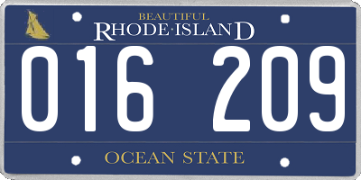 RI license plate 016209