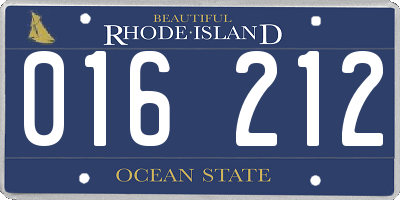 RI license plate 016212