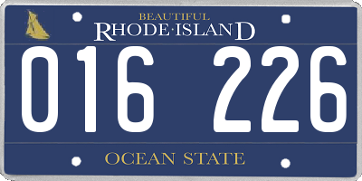 RI license plate 016226